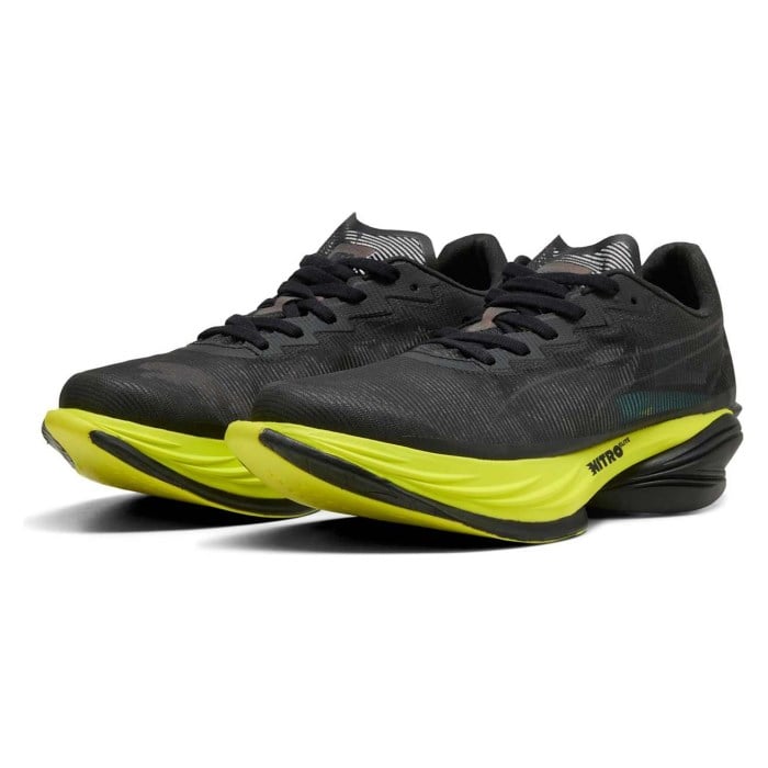 Puma Fast-R 3 Nitro Elite Aston Martin Aramco F1 - Womens Running Shoes - Black/Lime Shimmer/Green