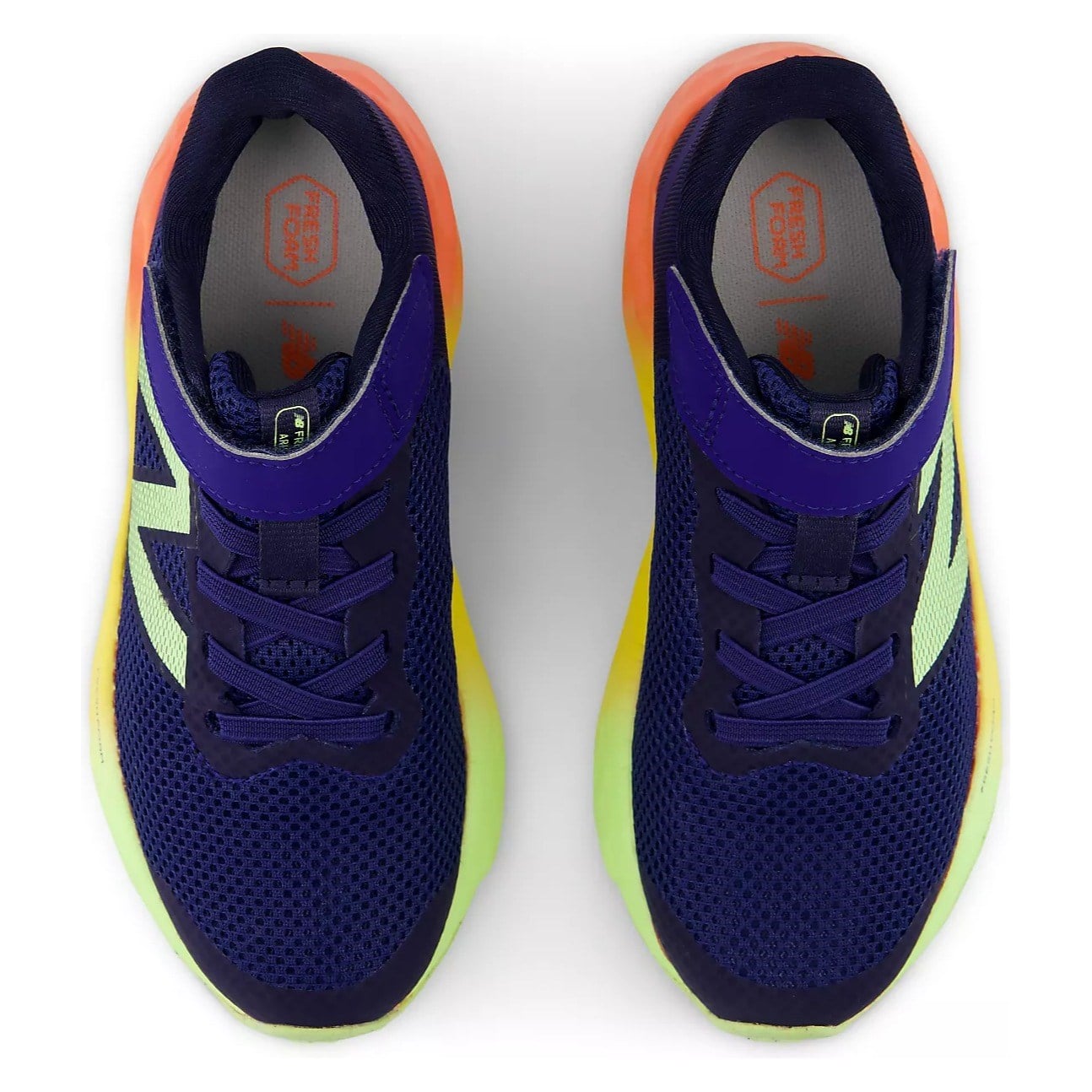 New Balance Fresh Foam Arishi v4 Velcro- Kids Running Shoes - Blue Oyster/Afterglow/Tangerine Heat