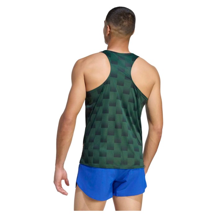 adidas Adizero NYC Mens Running Singlet - College Green/Aurora Ivy - image 2