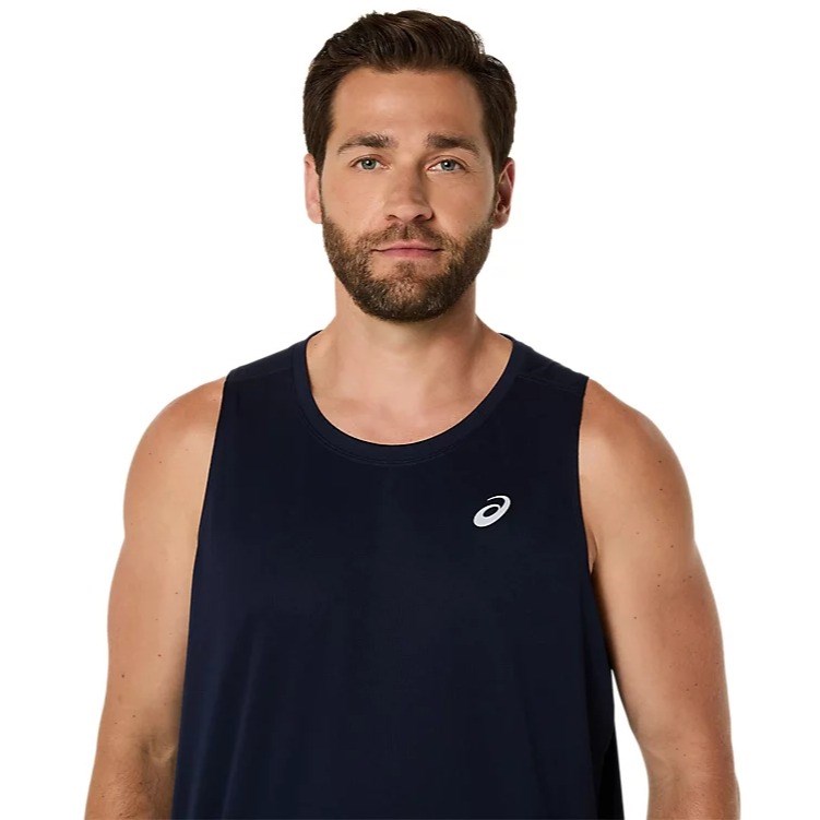 Asics Silver Mens Running Tank Top - Midnight