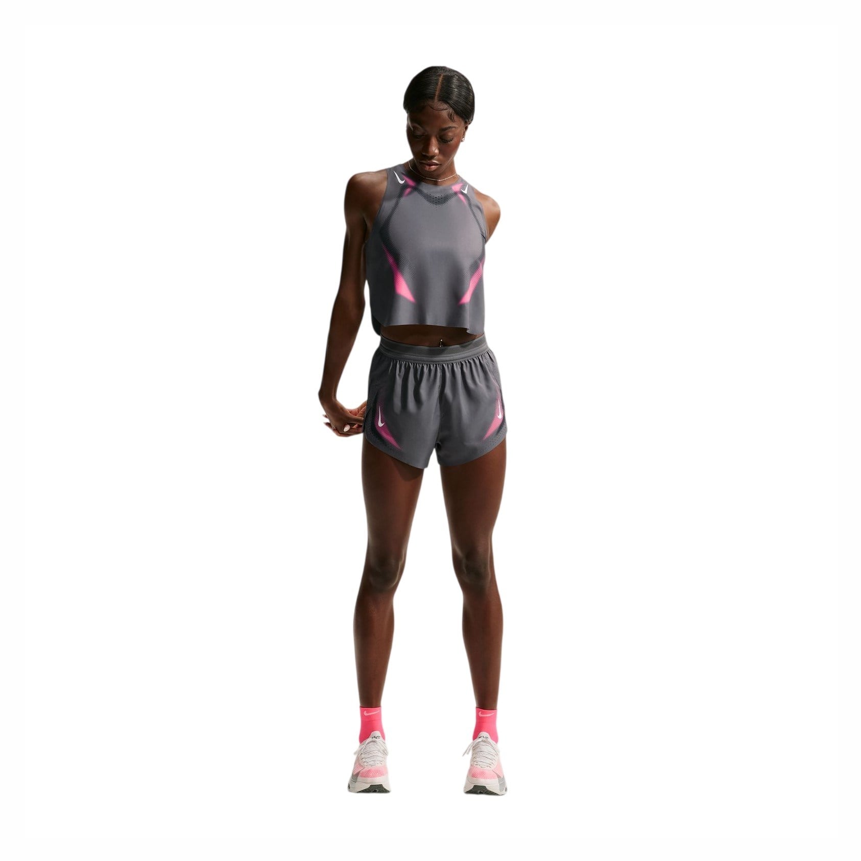 Nike Aeroswift Dri-Fit ADV Brief Lined 3 Inch Womens Running Shorts - Iron Grey/White - image 3