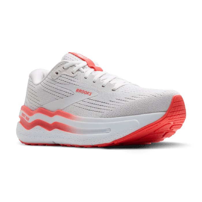 Brooks Ghost Max 2 - Womens Running Shoes - White/Hot Coral