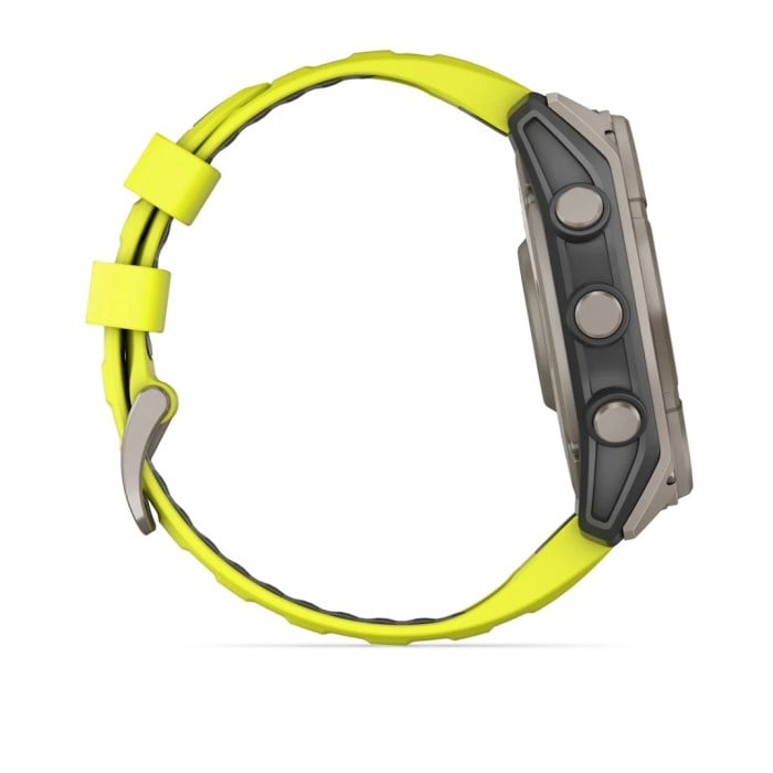 Garmin Fenix 8 Solar 51mm Sapphire Edition Titanium Watch - Amp Yellow/Graphite Silicone Band - image 4
