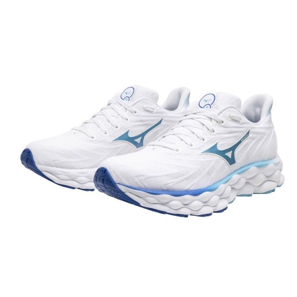 Mizuno Wave Sky 8 - Womens Running Shoes - White/Laser Blue/Mugen Blue