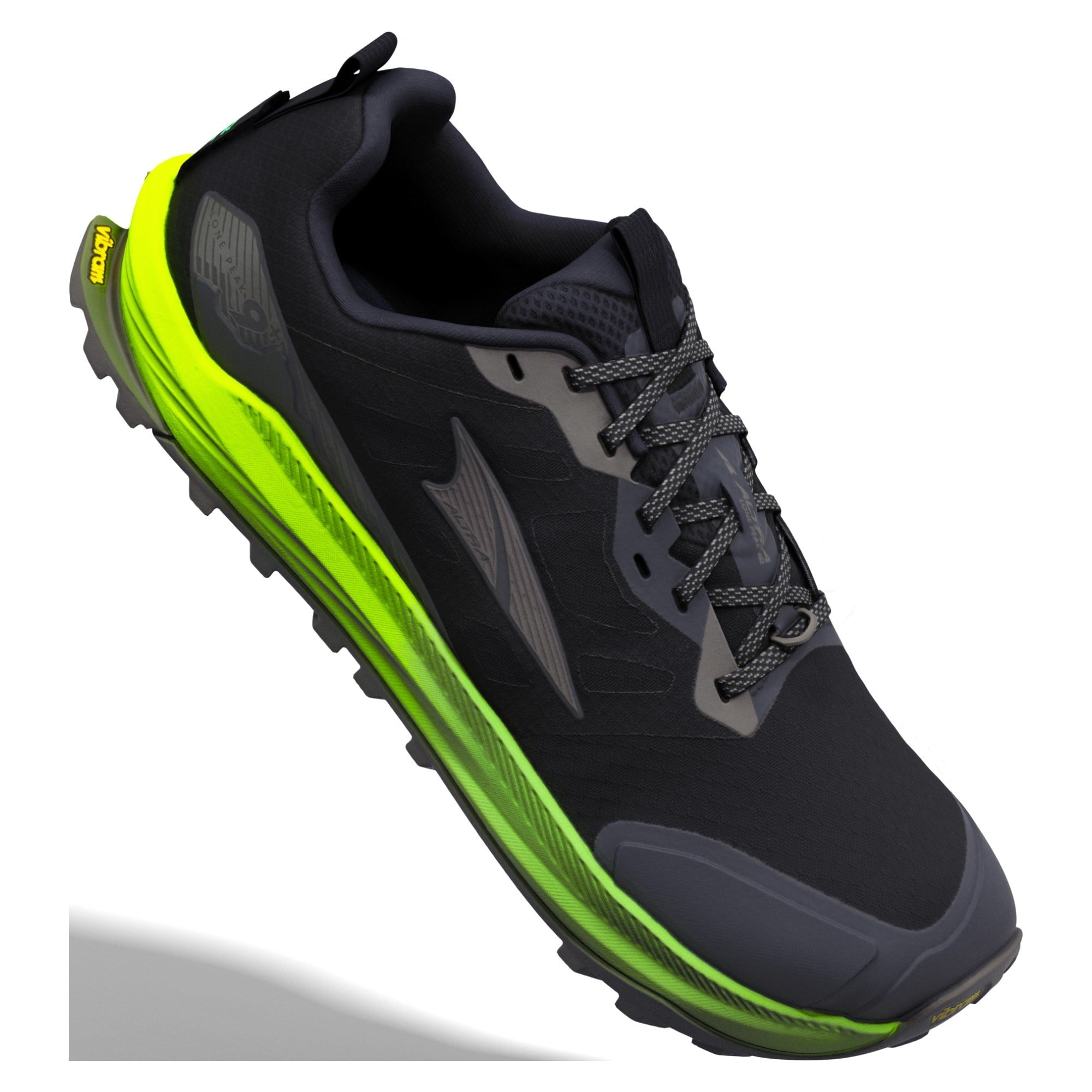Altra Lone Peak 9+ - Mens Trail Running Shoes - Black Dark Gull Gray/Green Gecko - image 4