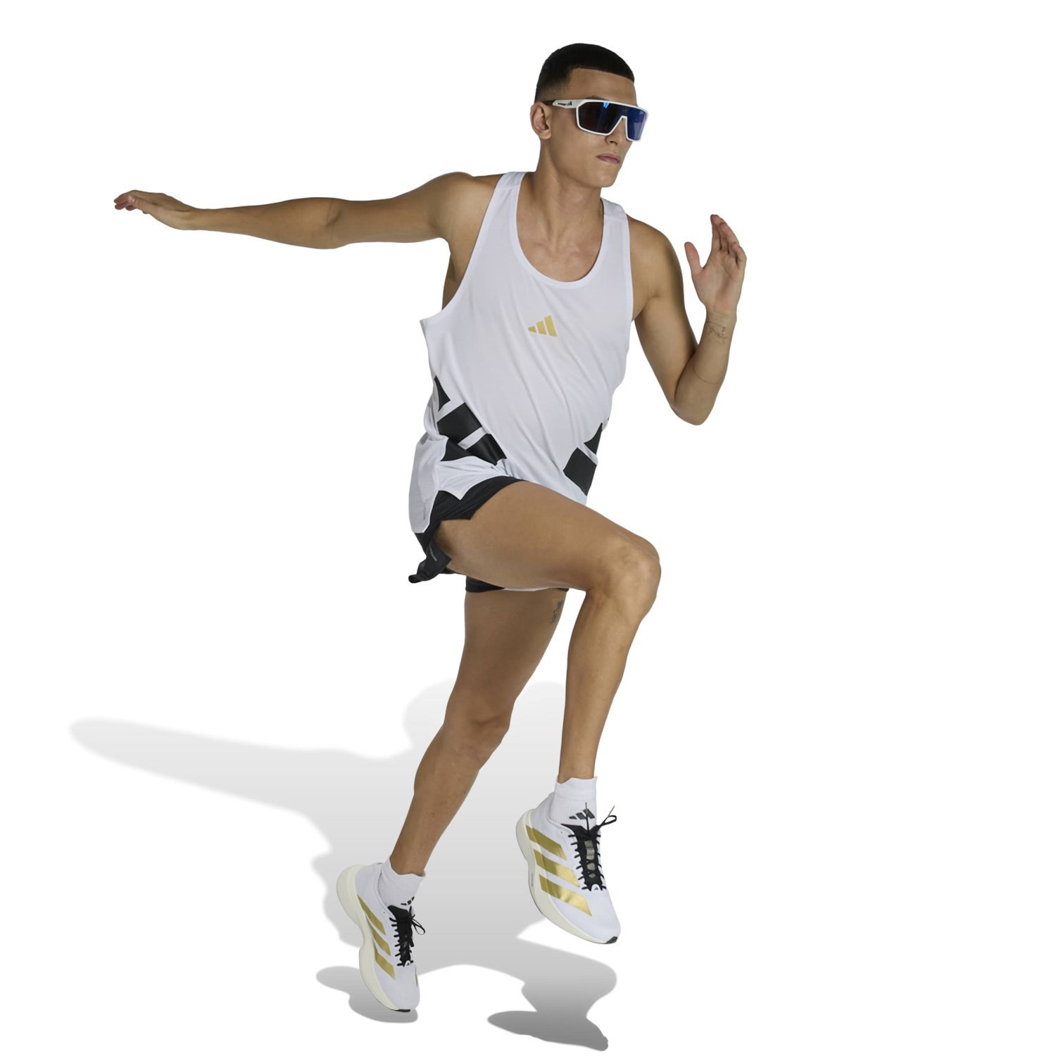 adidas Adizero Mens All Time Classic Running Tank Top - White/Black