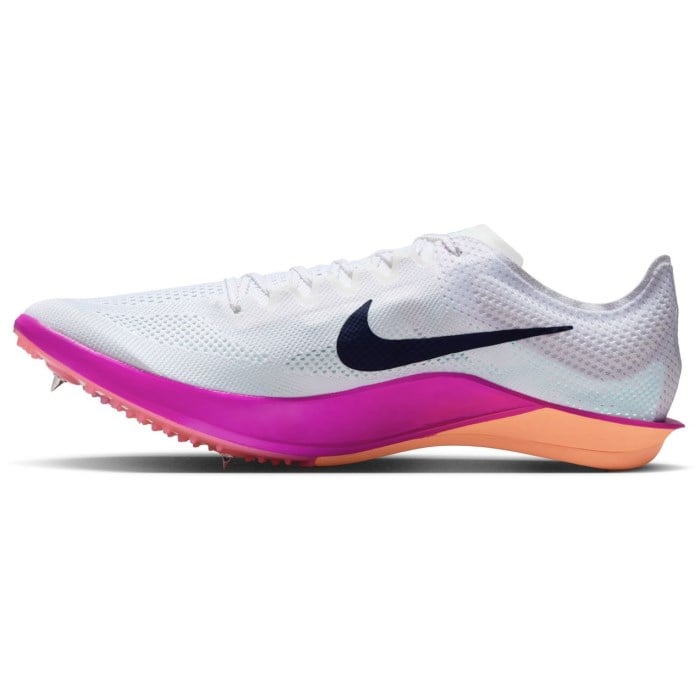 Nike ZoomX Dragonfly 2 - Unisex Long Distance Track Spikes - White/Obsidian/Hyper Turq/Fire Pink
