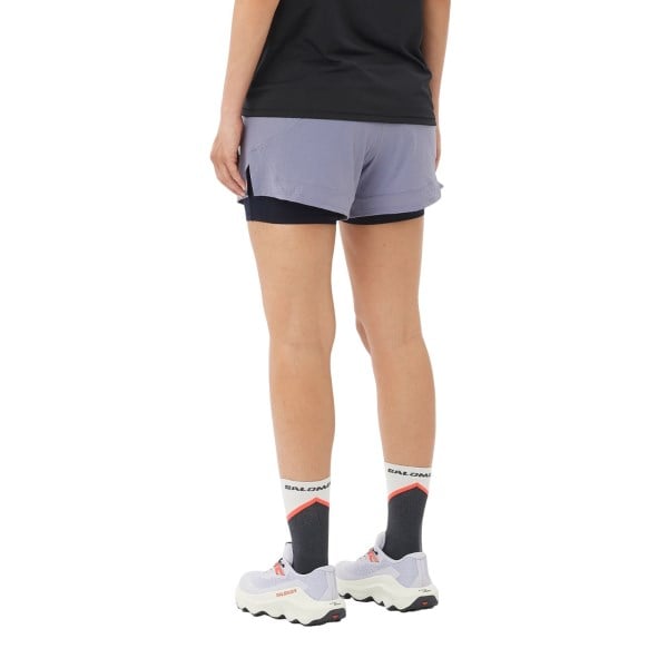 Salomon Aero 2-In-1 Womens Running Shorts - Blue Granite