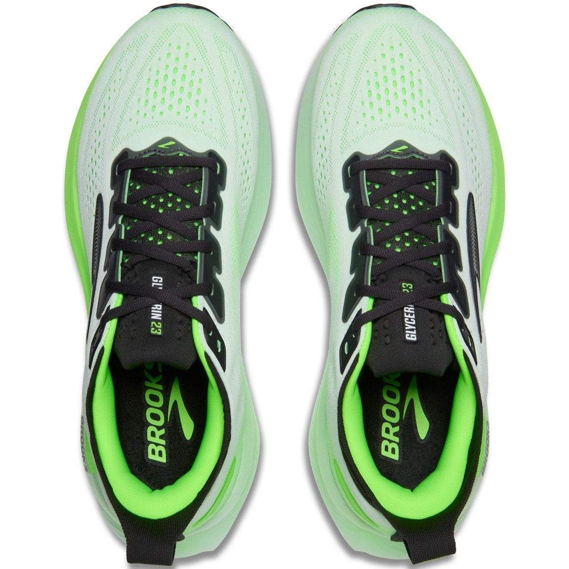 Brooks Glycerin 23 - Mens Running Shoes - White/Phantom/Green Gecko