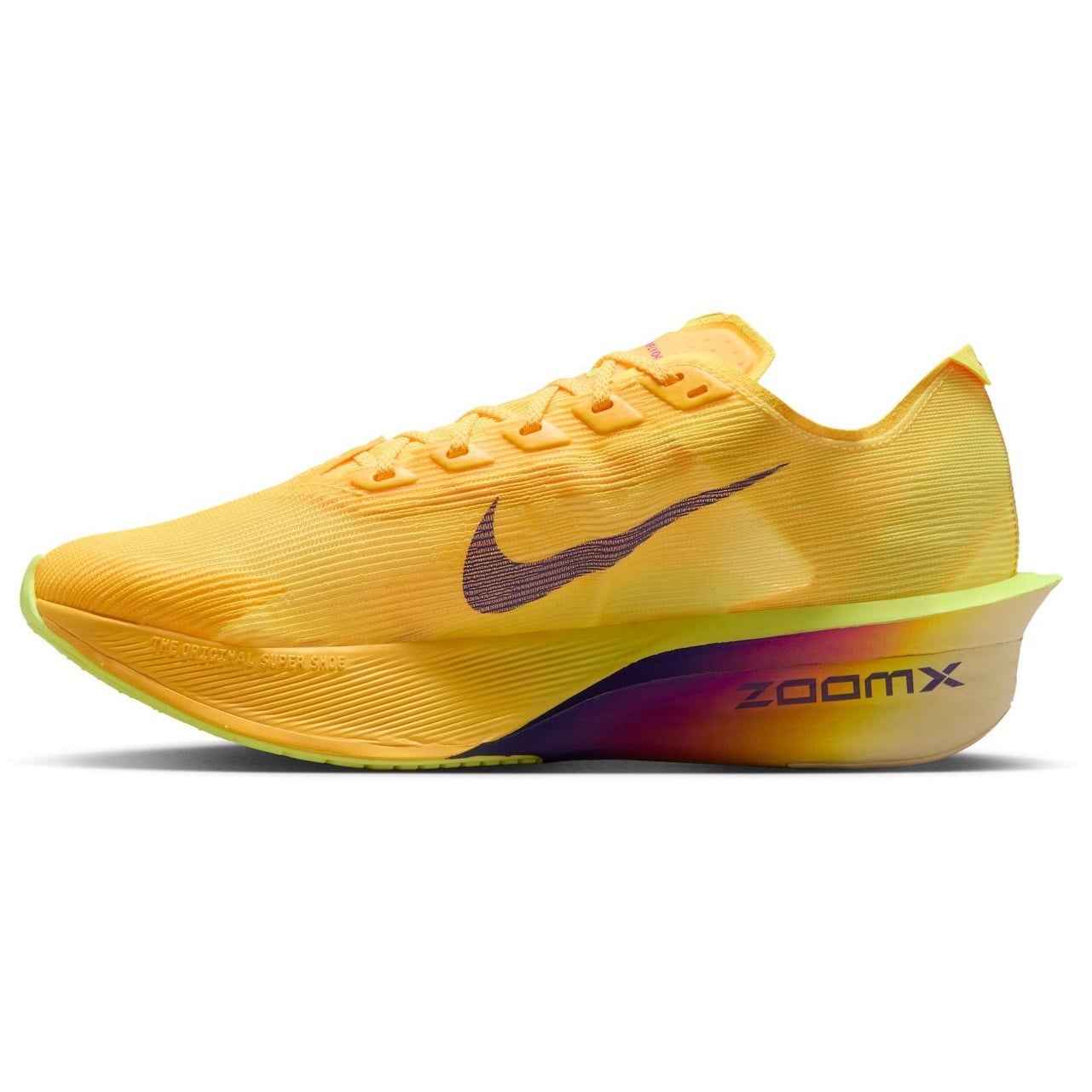 Nike ZoomX Vaporfly 4 - Womens Racing Shoes - Citron Pulse/Indigo Burst/Laser Orange