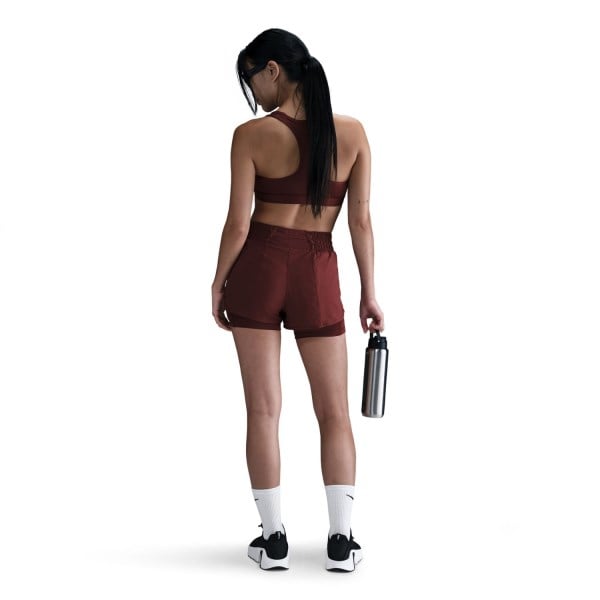 Nike Dri-Fit One 2-In-1 Mid-Rise Womens Running Shorts - Dark Team Red/Reflective Silver