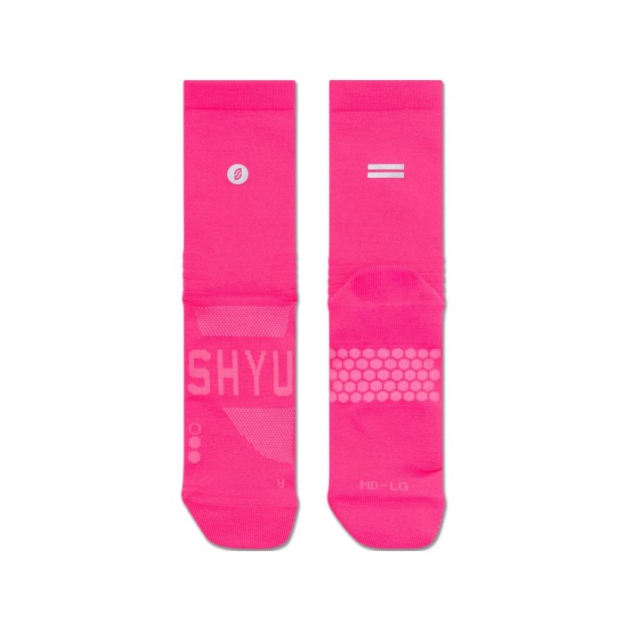 SHYU Quarter Crew Racing Socks - Pink/Pink/Pink