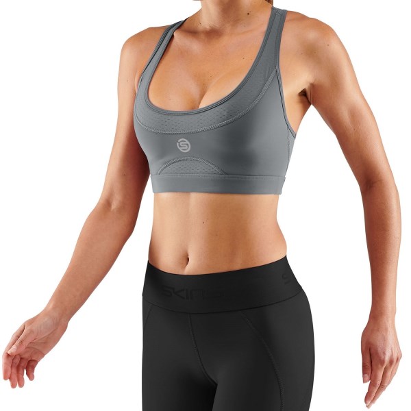 Skins Series-3 Elite Womens Compression Sports Bra - Charcoal