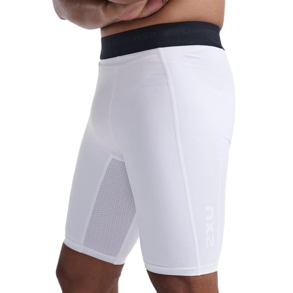 2XU Base Layer Mens Compression Shorts - White/White
