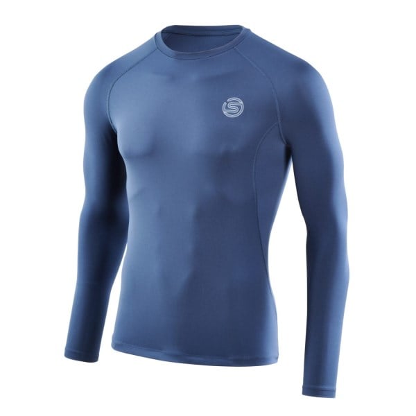 Skins Series-2 Mens Compression Long Sleeve Top - Navy Blue
