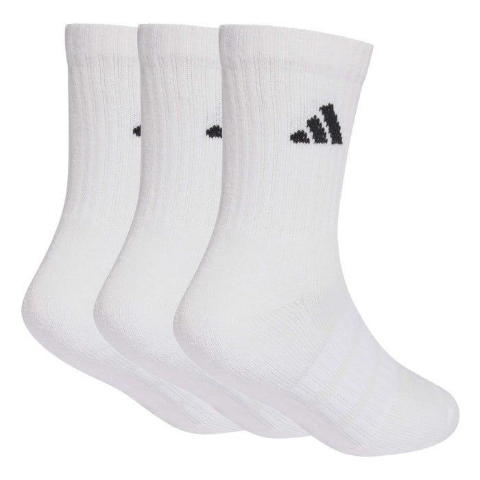 adidas Kids Cushioned Crew Socks - 3 Pack - White - image 2