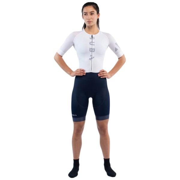 Sub4 Sleeved Womens Triathlon Speedsuit - White/Navy