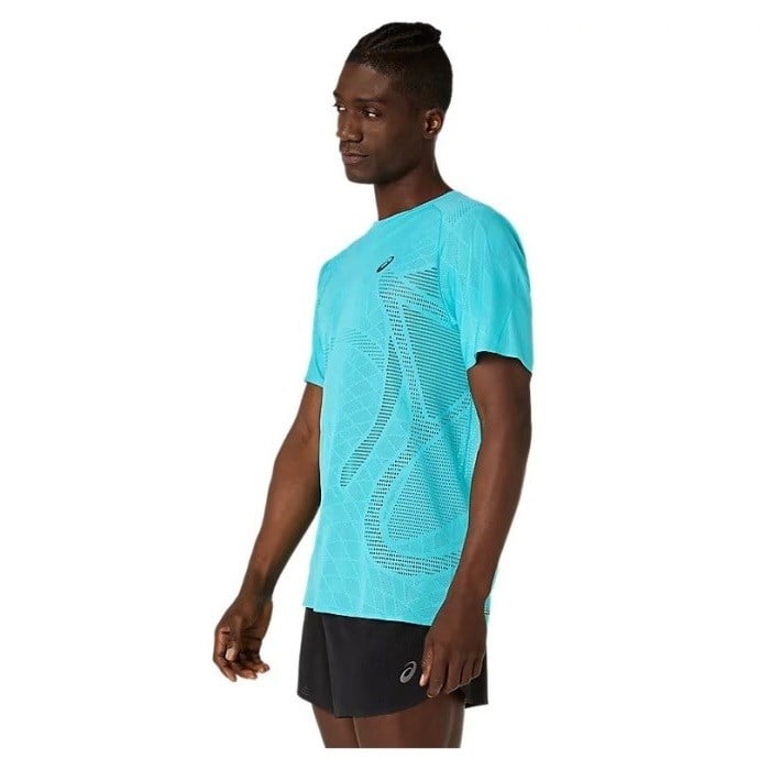 Asics MetaRun Mens Short Sleeve Top - Energy Aqua - image 3