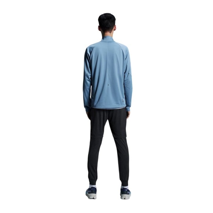 On Mens Long Sleeve Running Climate Quarter Zip - Chambray