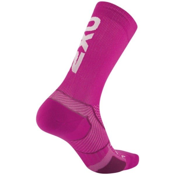 2XU Vectr Cushion Crew - Unisex Running Socks - Hyper Violet/White