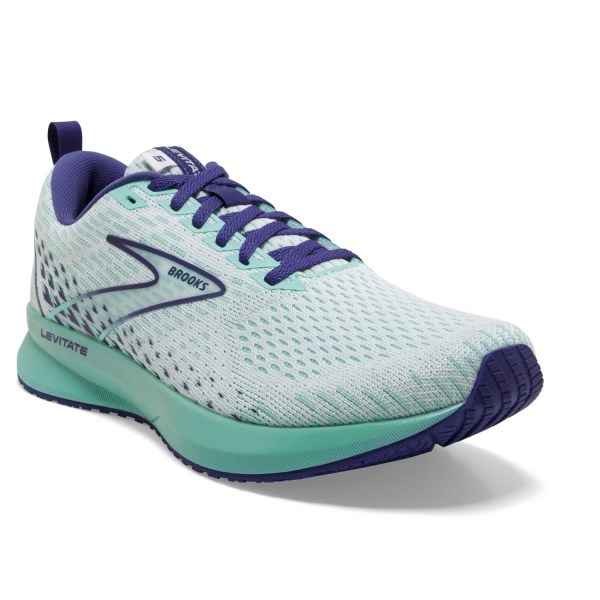 Brooks Levitate 5 - Womens Running Shoes - White/Navy Blue/Yucca