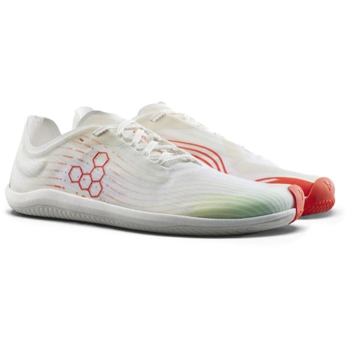 Vivobarefoot Primus Flow - Mens Running Shoes - Bright White/Neon Orange