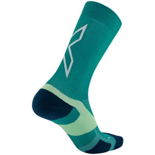 2XU Vectr Light Cushion Crew Running Socks - Slate Green/Digital Mint