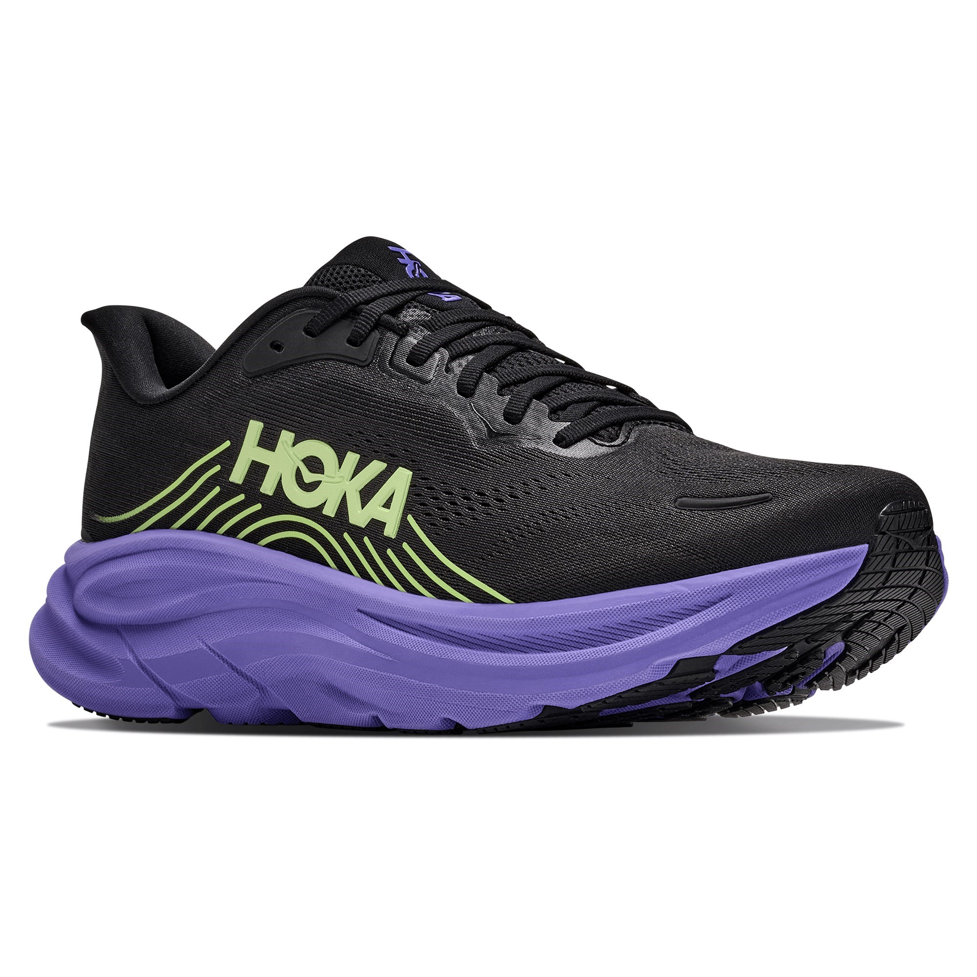 Hoka Clifton 11 - Mens Running Shoes - Black/Neon Yuzu/Purple - image 2