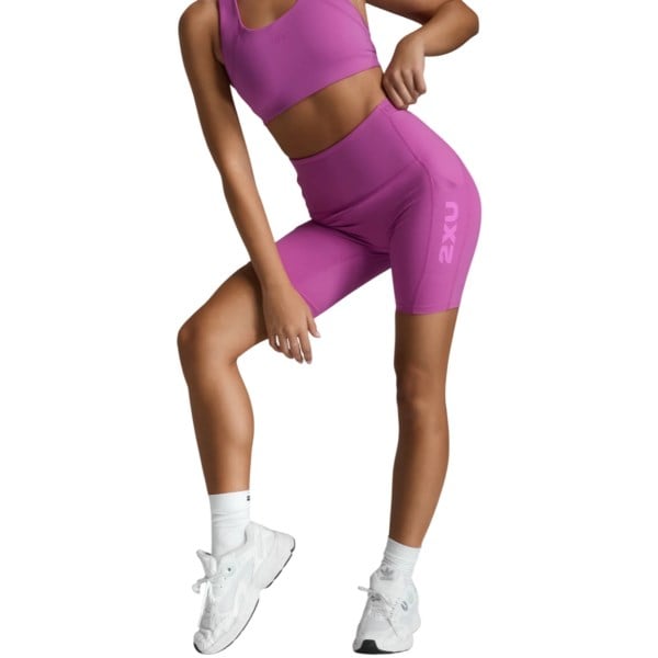2XU Form Stash Hi-Rise Womens Compression Bike Shorts - Hyper Violet/Hyper Violet