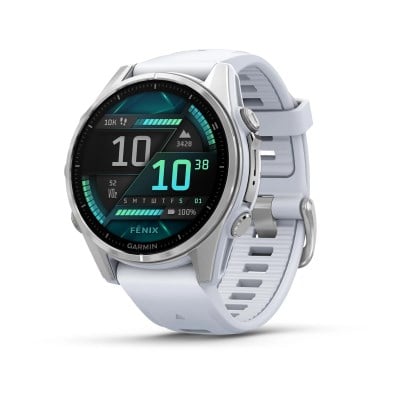 Garmin Fenix 8 43mm Premium Multisport Smartwatch - Silver/Whitestone Silicone Band