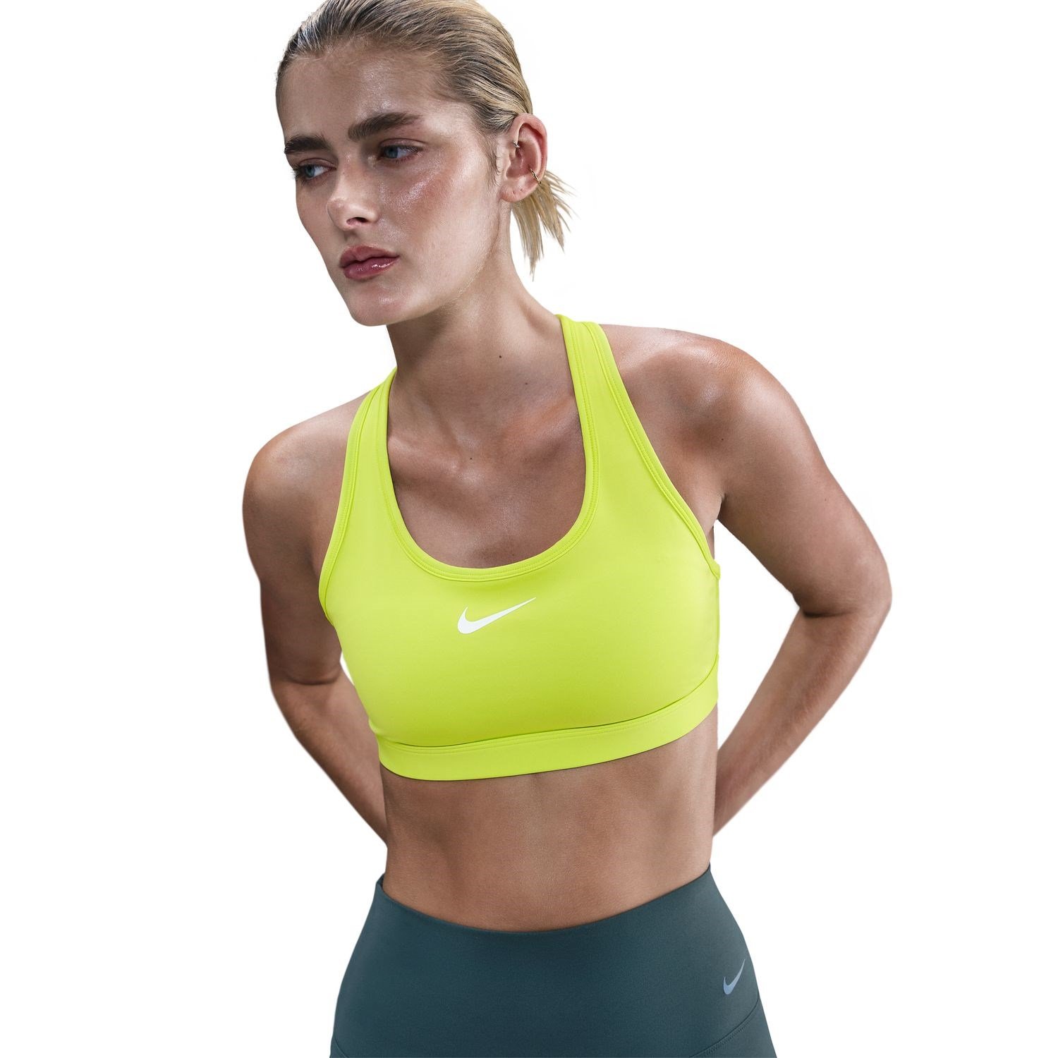 Nike Swoosh Padded Womens Sports Bra - Cyber/White