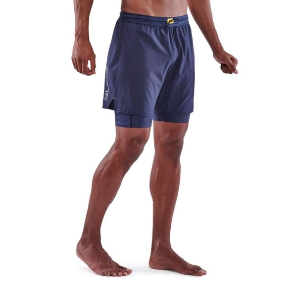 Skins Series-3 Superpose 2-In-1 Mens Compression Half Tights - Navy