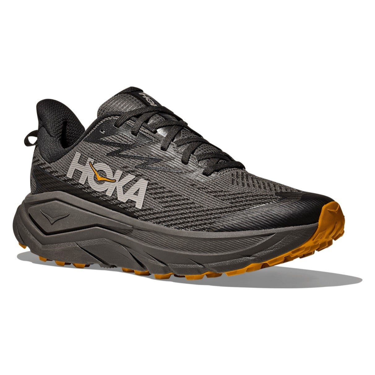 Hoka Challenger 8 GTX - Mens Trail Running Shoes - Asphalt Grey/Varsity Yellow