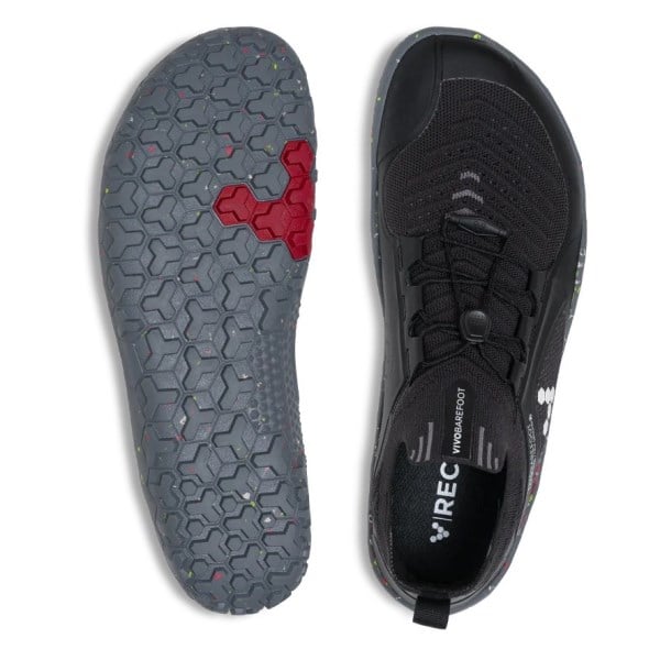 Vivobarefoot Primus Trail Knit FG - Womens Trail Running Shoes - Obsidian/Misty Rose/Grey