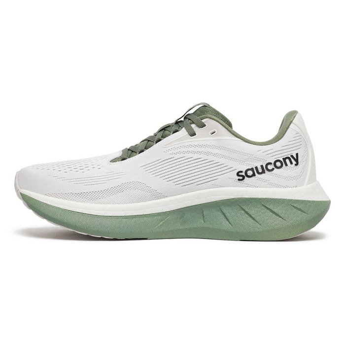 Saucony Ride 18 - Mens Running Shoes - White/Olivine