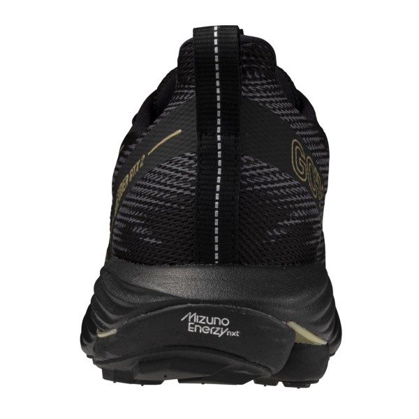 Mizuno Wave Rider GTX 2 - Mens Trail Running Shoes - Black/Golden Halo/Quiet Shade