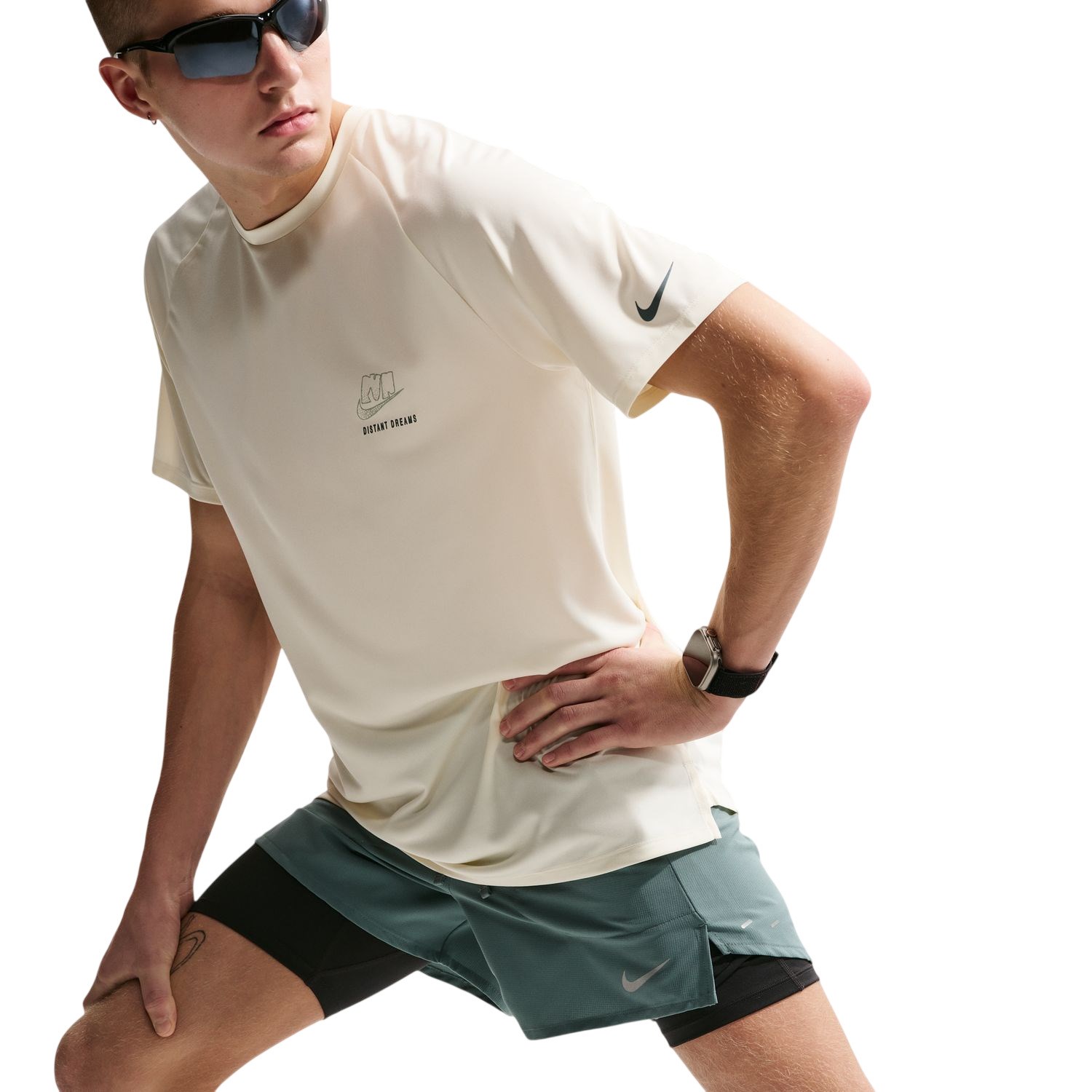 Nike Stride Mens Dri-FIT 5 Inch Brief-Lined Running Shorts - Mineral Slate/Reflective Silver
