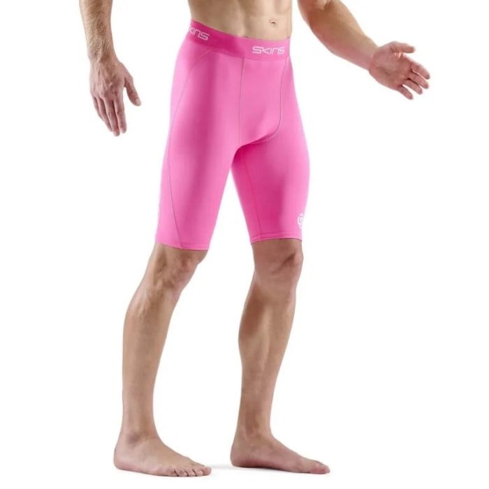Skins Series-1 Mens Compression Half Tights - Bright Pink - image 4