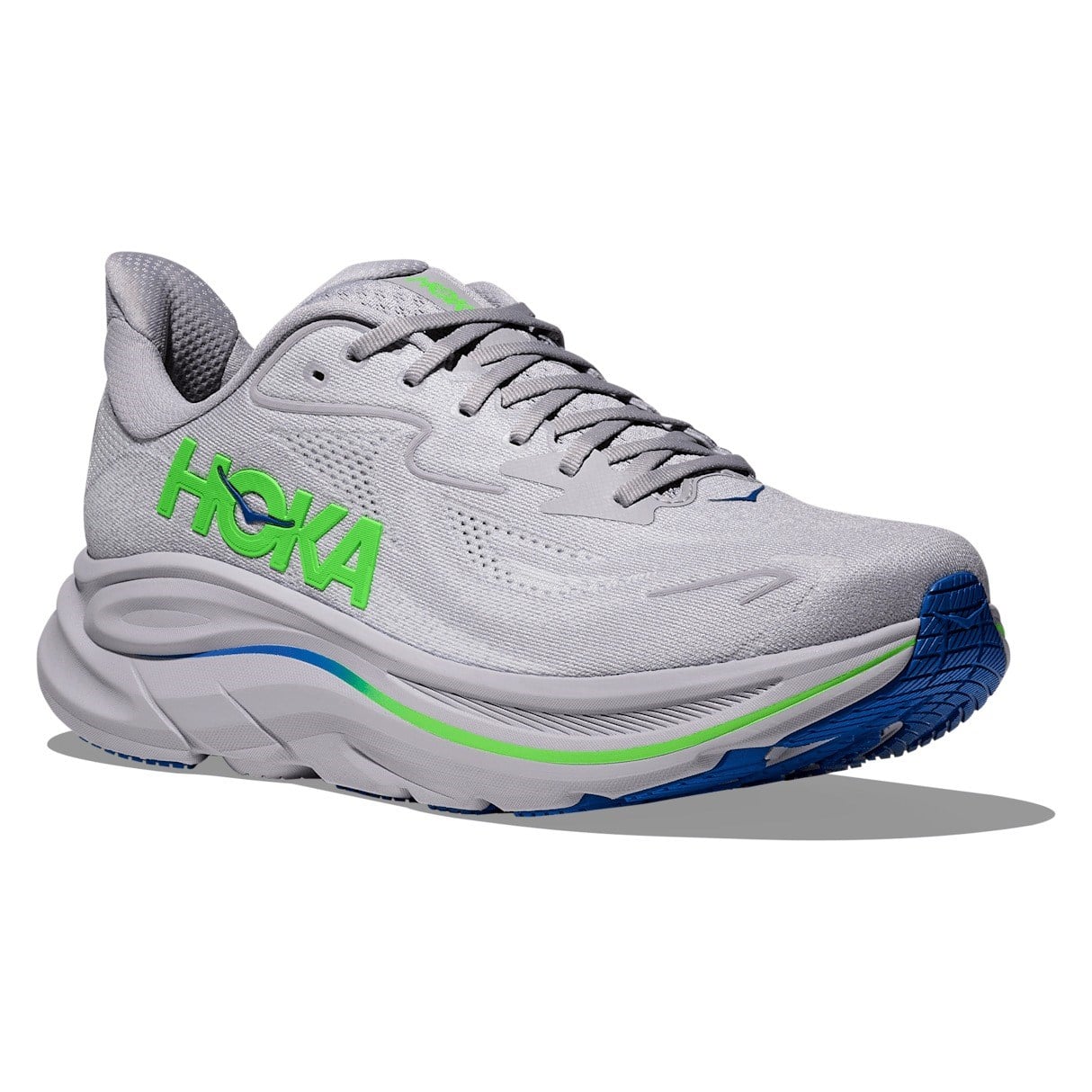 Hoka Clifton 10 - Mens Running Shoes - Ash Grey/Neon Green
