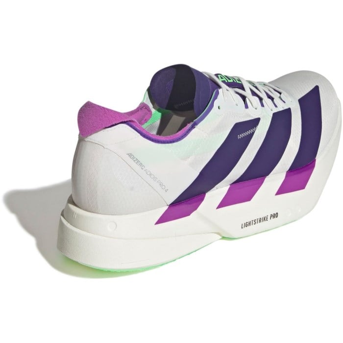 adidas Adizero Adios Pro 4 - Mens Racing Shoes - Cloud White/Collegiate Purple/Lime Burst
