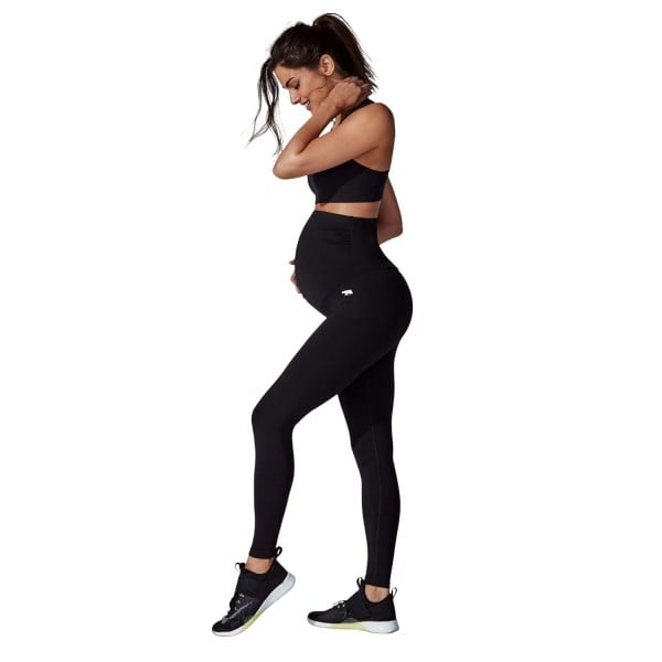 Running Bare Womens Maternity Full Length Training Tights - Black