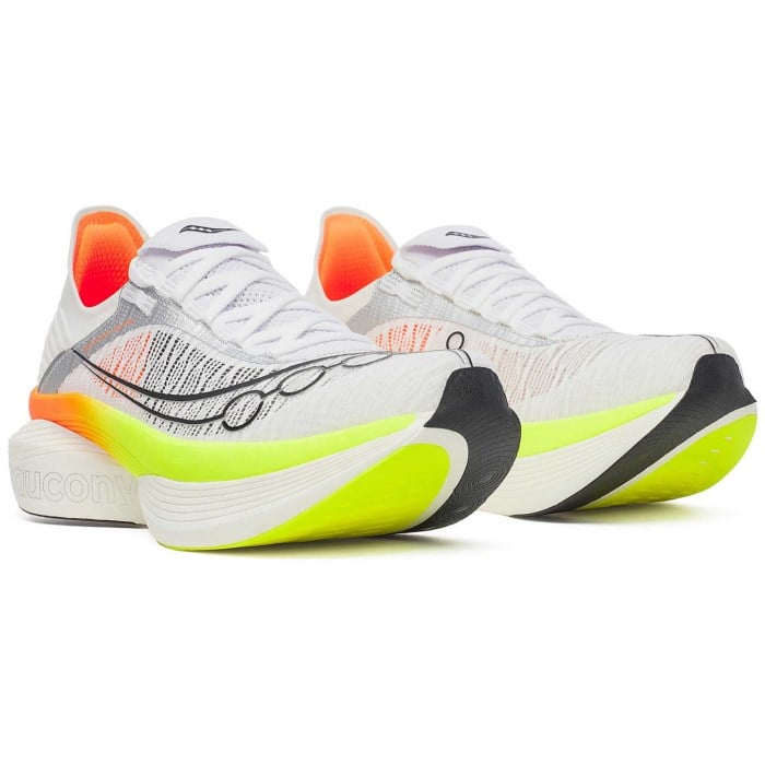 Saucony Endorphin Elite 2 - Unisex Racing Shoes - White/Vo2/Yellow/Orange
