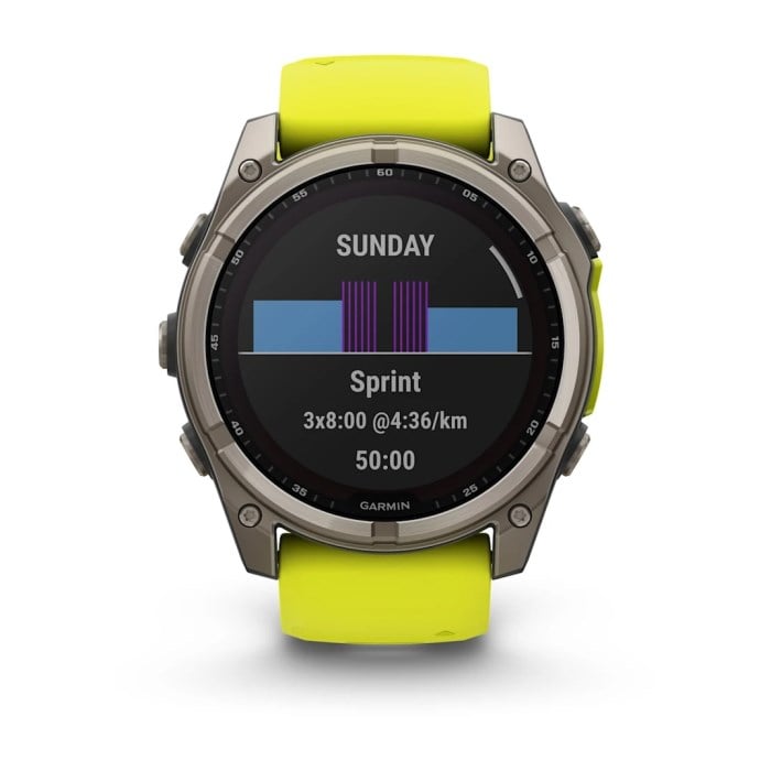 Garmin Fenix 8 Solar 51mm Sapphire Edition Titanium Watch - Amp Yellow/Graphite Silicone Band - image 3