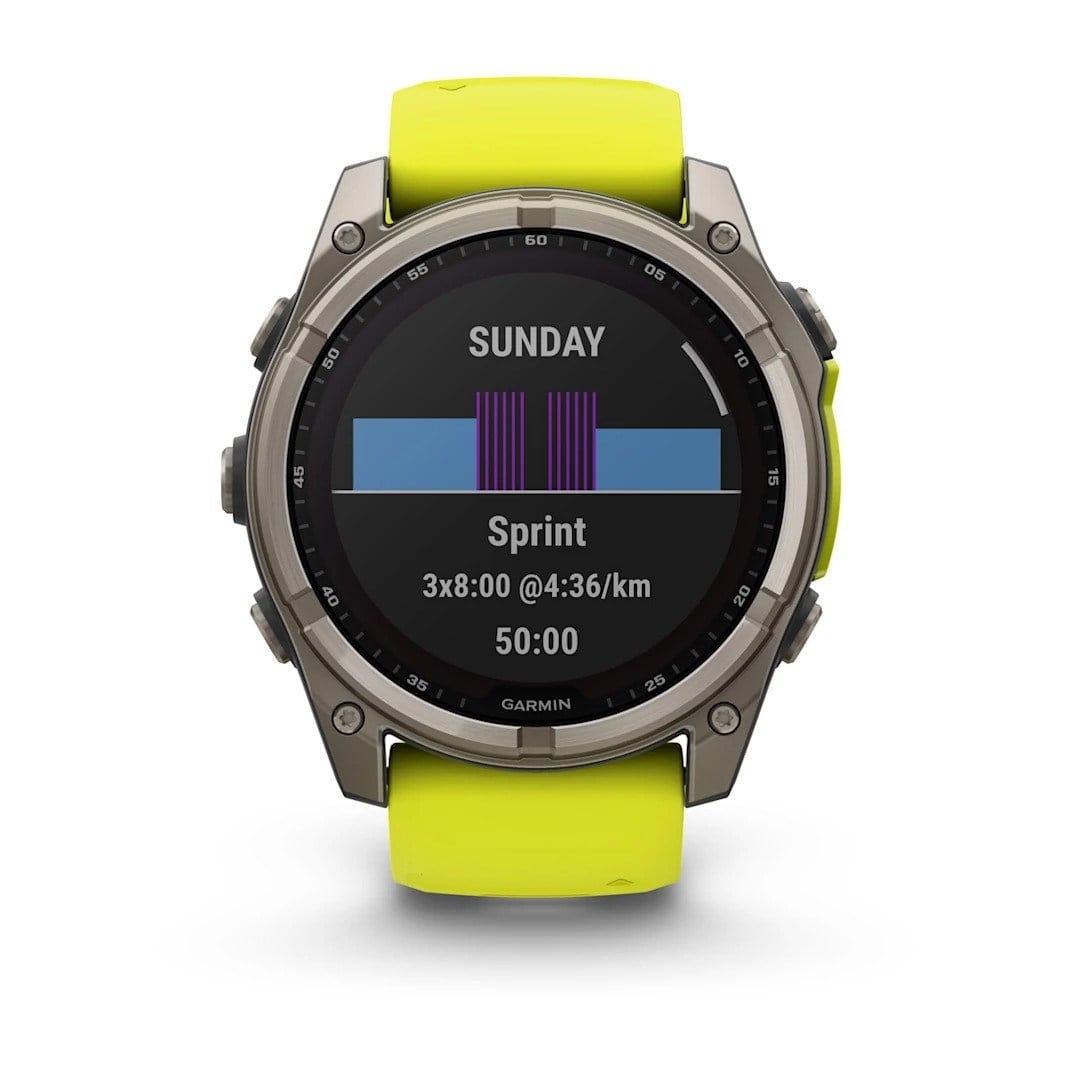 Garmin Fenix 8 Solar 51mm Sapphire Edition Titanium Watch - Amp Yellow/Graphite Silicone Band - image 3