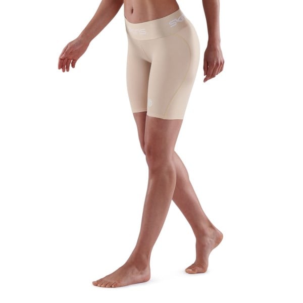 Skins Series-1 Womens Compression Half Tights - Beige