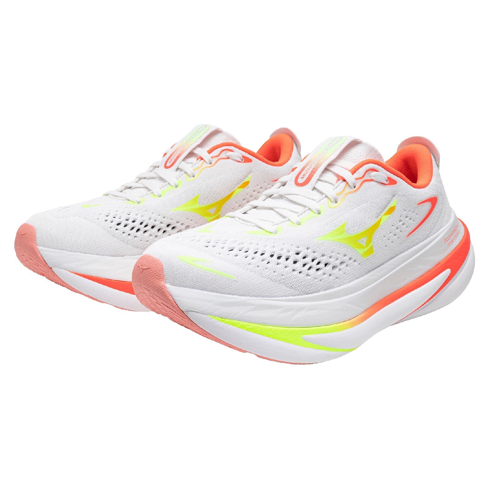 Mizuno Wave Sky Prime - Womens Running Shoes - GF White/Lime Pulp/Lava Orange - image 2