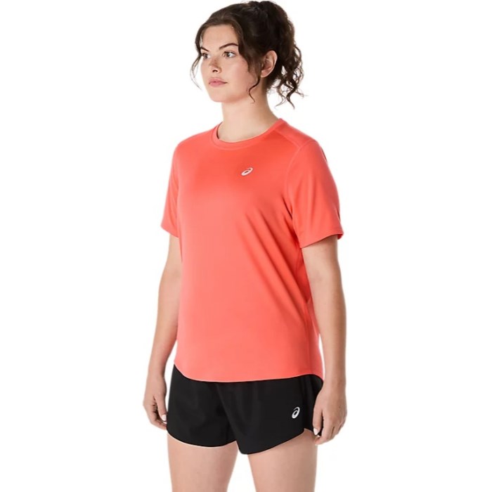 Asics Silver Short Sleeve Running T-Shirt - Womens Running Clothing - Coral Reef