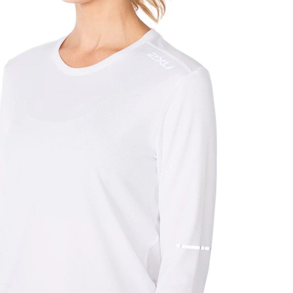2XU Aero Womens Long Sleeve Training Top - White/Silver Reflective