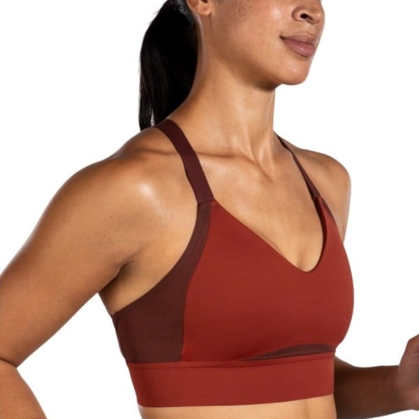 Brooks Drive Interlace Womens Running Bra - Copper/Run Raisin