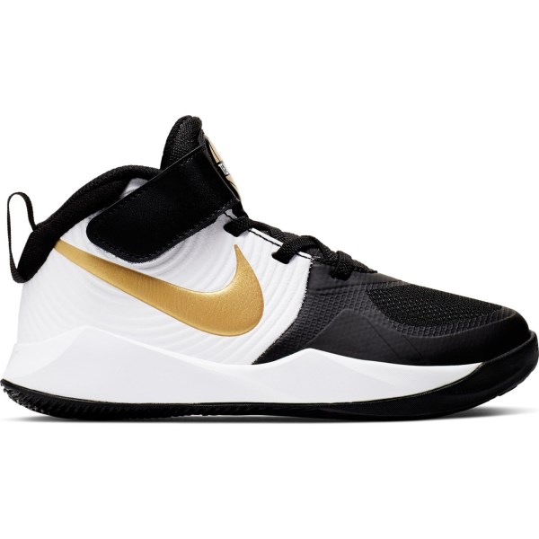 Nike Team Hustle D 9 PS - Kids Basketball Shoes - Black/Metallic Gold/White